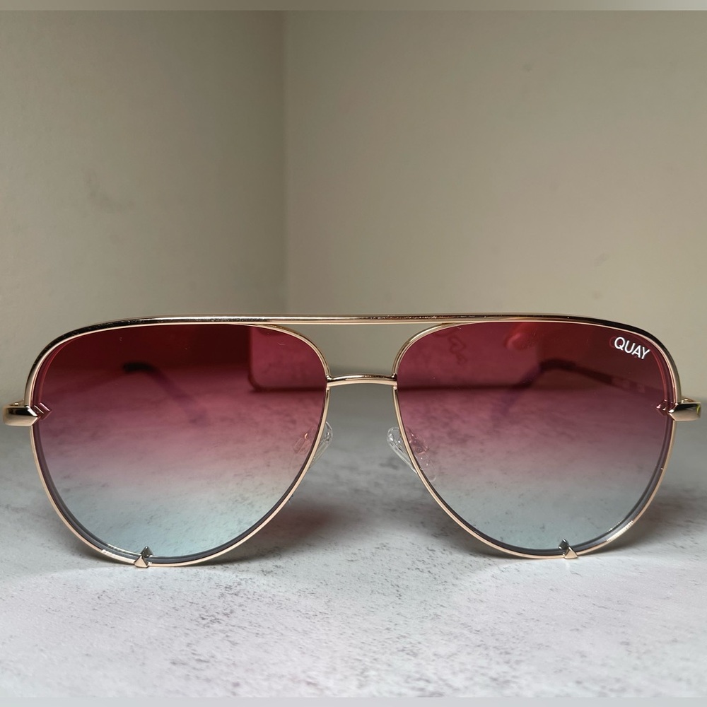 Quay Australia Pink and Blue Gradient Sunglasses
